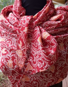 Balinese Block Print Batik Silk Scarf