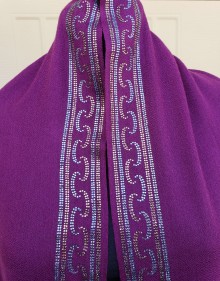 Plum Shawl with Swarovski Crystals Border