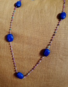 Lapis and Sapphire Knotted Vermeil Necklace