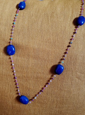 Lapis and Sapphire Knotted Vermeil Necklace