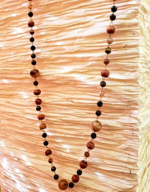 Sandalwood, Tiger Eye, Mookaite, Agate Knotted Vermeil Necklace