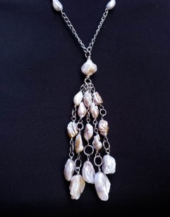 Baroque Pearl Sterling Silver Chain Necklace