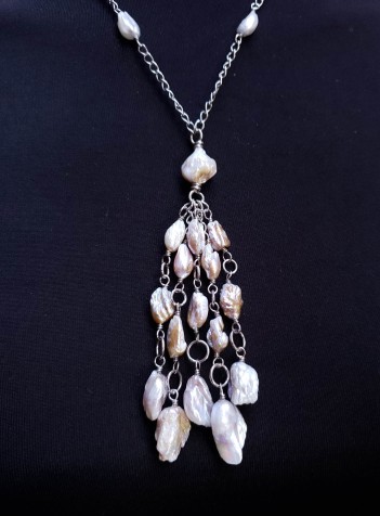 Baroque Pearl Sterling Silver Chain Necklace