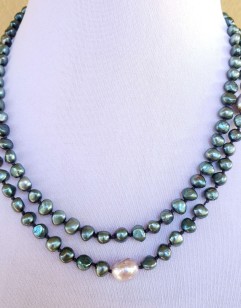 Two-strand Green Freshwater Pearl Necklace