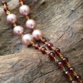 Hessonite Garnet and Yangtze Pearls, Two-Strand Necklace