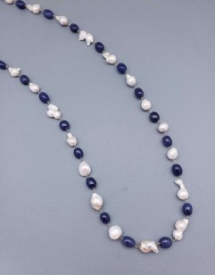 Sapphire and Baby Baroque Pearl Necklace