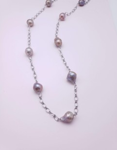 Yangtze Delta Fireball Pearl, Sterling Silver Necklace
