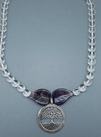 Clear Quartz and Amethyst with Tree of Life Pendant.