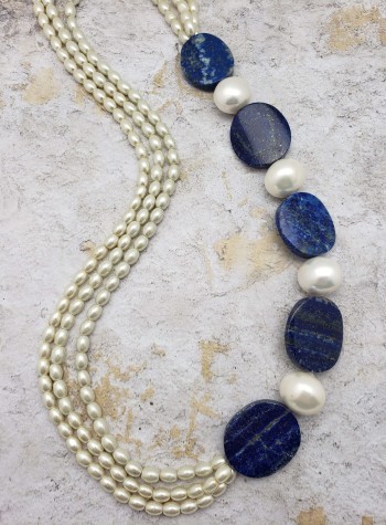 Pearl and Lapis Lazuli Necklace