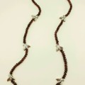 Faceted Garnet and Pewter Bees Necklace