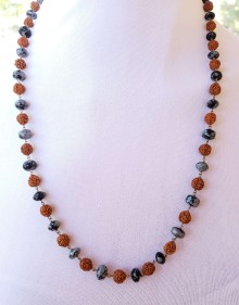 Mystic Merlinite and Rudrasksha Bead Knotted Vermeil Necklace