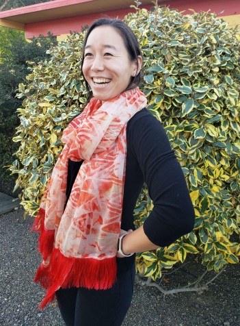 Orange and Cream Print Scarf