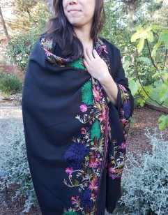 Black Shawl with Floral Embroidery