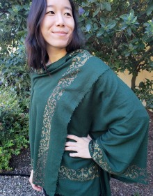 Green Shawl with Swarovski Crystals Border