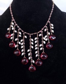 Rubelite and Pearl Necklace