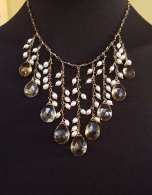 Imperial Smoky Topaz and Pearl Necklace