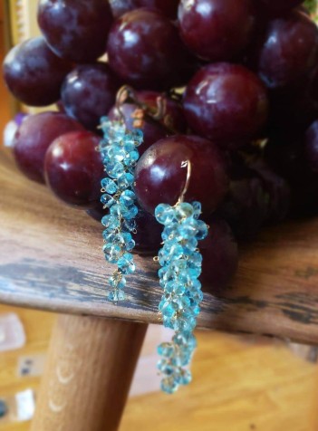 Aquamarine Grape Cluster Earrings (SOLD, can be made to order)