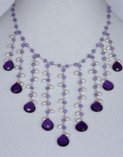 Amethyst and Tanzanite Necklace on display