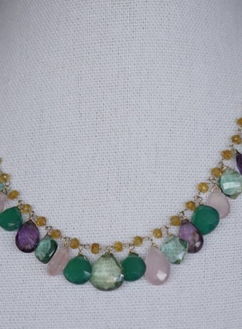 Citrine Necklace with Amethyst, Tourmaline and Rose Quartz