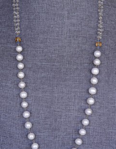Pearl, Aquamarine, Herkimer Diamond and Citrine Necklace