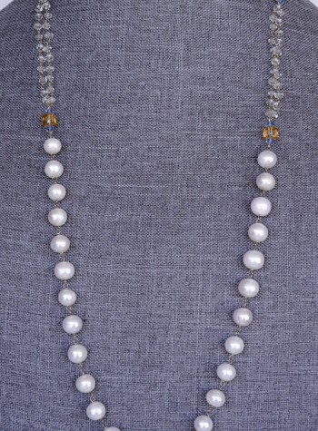 Pearl, Aquamarine, Herkimer Diamond, Citrine Necklace