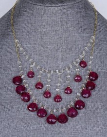 Rubelite and Herkimer Diamond Necklace