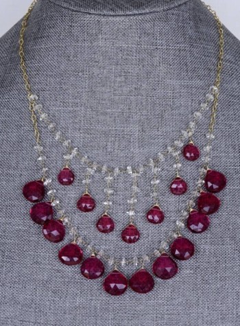 Rubellite and Herkimer Diamond Necklace