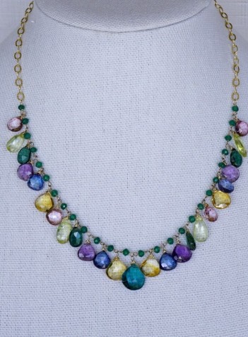 Emerald Necklace with Faceted Gemstones