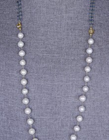 Pearl, Aquamarine, and Citrine Necklace