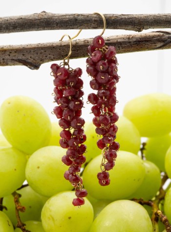 Ruby Grape Cluster Earrings