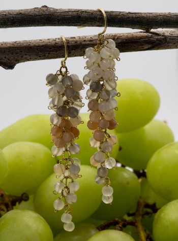 Rare Colored Moonstone Grape Cluster Earrings
