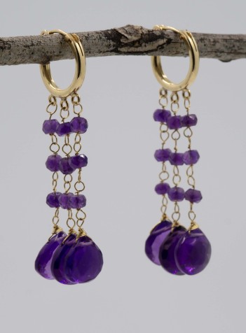 Amethyst gold hoop earrings