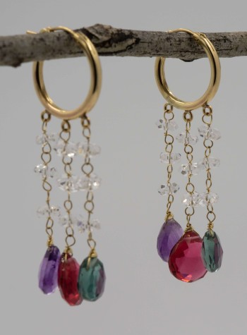 Herkimer Diamond and Gemstone Earrings