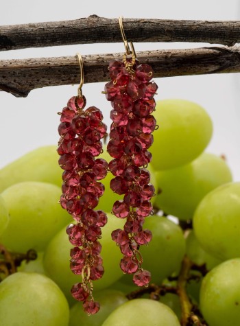 Pink Tourmaline Grape Cluster Earrings