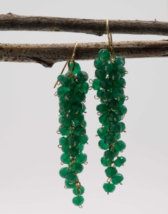 Emerald Grape Cluster Earrings on display
