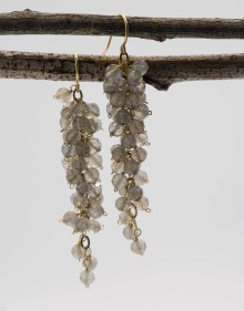 Labradorite Grape Cluster Earrings on display