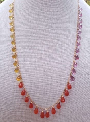 Carnelian Citrine and Pink Amethyst Necklace (SOLD, can be made to order)