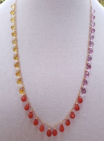 Carnelian Citrine and Pink Amethyst Necklace (SOLD, can be made to order)