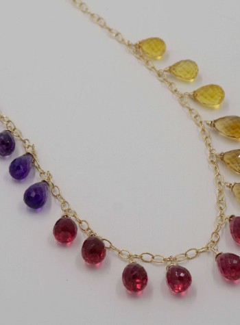 Sapphire Amethyst and Citrine Necklace