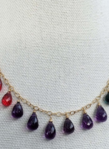 Sapphire Amethyst and Tourmaline Necklace