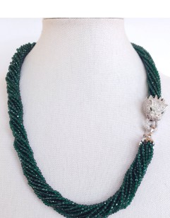 Emerald Necklace with Animal Spirit Clasp