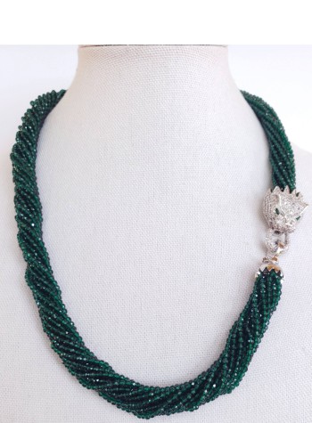 Emerald Necklace with Animal Spirit Clasp