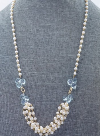 Aquamarine and pearl necklace