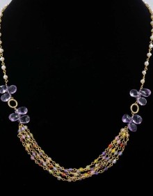 Pearl, Pink Amethyst and Gemstone necklace