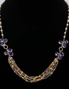 Pearl, Pink Amethyst and Gemstone necklace