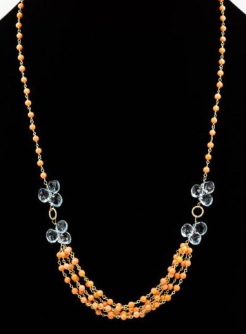 Coral and aquamarine necklace