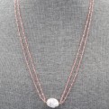 Pink Quartz and white baroque pearl necklace