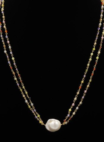 Gemstones and pearl necklace