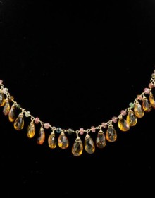 Honey citrine and tourmaline necklace