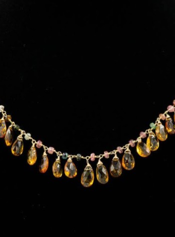 Honey citrine and tourmaline necklace